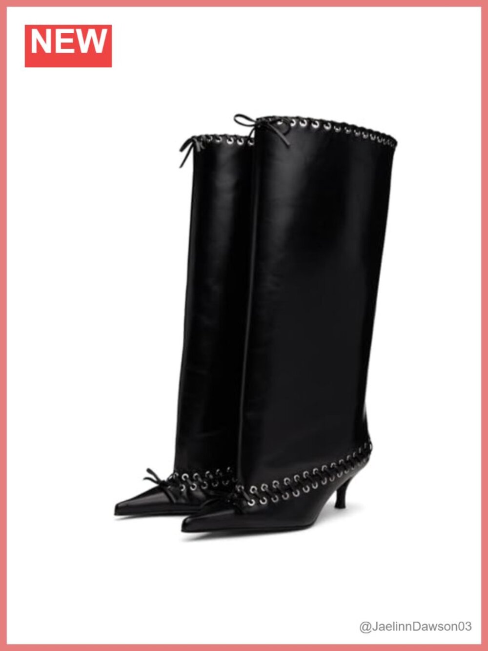 Wide Calf Knee High Boots Pointed Toe Kitten Heel Lace Up Pull On Faux Leather